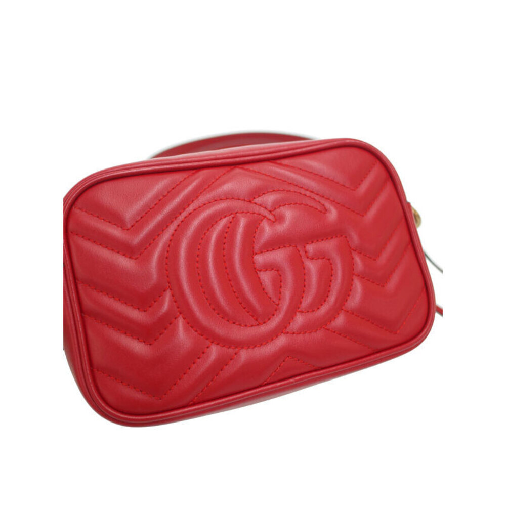Gucci Quilted GG Marmont Shoulder Bag Red - Picture 8 of 9